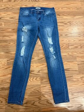 Cello Ripped Dark Blue Skinny Jeans